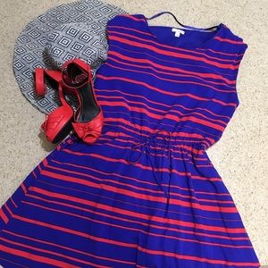 GAP blue and red striped drawstring waist dress!
